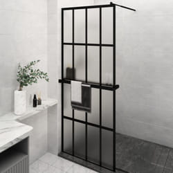 Vidaxl - Parete Doccia Walk in Mensola Nera 80x195cm Vetro esg Alluminio