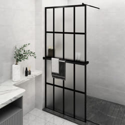 Parete Doccia Walk in Mensola Nera 90x195cm Vetro esg Alluminio Vidaxl 97463