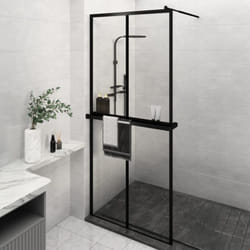 Vidaxl - Parete Doccia con Mensola Nera 100x195 cm Vetro esg e Alluminio 58573