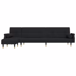 Divano Letto a L Nero 271x140x70 cm in Vellutocod mxl 117965 - Vista aggiuntiva 3