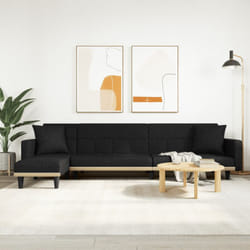 Divano Letto a l Nero 275x140x70 cm in Tessuto Vidaxl