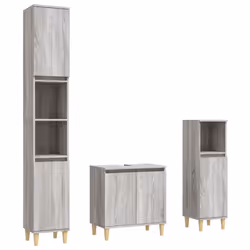Set Mobili da Bagno 3 pz Grigio Sonoma in Legno Multistratocod mxl 101367 - Vista aggiuntiva 2