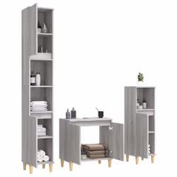 Set Mobili da Bagno 3 pz Grigio Sonoma in Legno Multistratocod mxl 101367 - Vista aggiuntiva 3