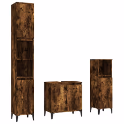 Set Mobili da Bagno 3 pz Rovere Fumo in Legno Multistratocod mxl 125325 - Vista aggiuntiva 2