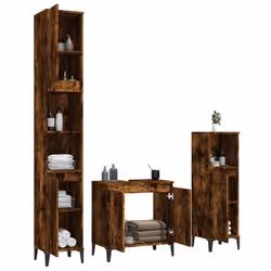 Set Mobili da Bagno 3 pz Rovere Fumo in Legno Multistratocod mxl 125325 - Vista aggiuntiva 3