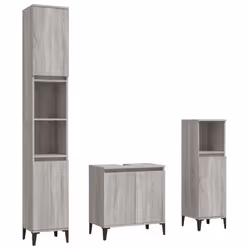 VidaXL 3185595, Grigio, Quercia, Metallo, Legno, 580 mm, 330 mm, 600 mm, 3 pz