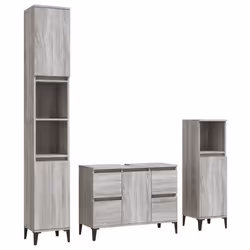 VidaXL 3185611, Grigio, Quercia, Metallo, Legno, 800 mm, 330 mm, 600 mm, 3 pz