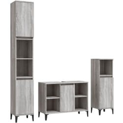 Vidaxl - Set Mobili da Bagno 3 pz Grigio Sonoma in Legno Multistrato