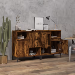 vidaXL Credenze 2pz Rovere Fumo 60x35x70 cm in Legno Multistrato - Vista aggiuntiva 3