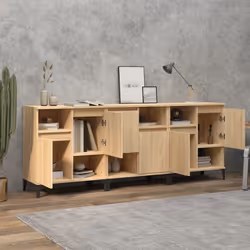 vidaXL Credenze 3pz Rovere Sonoma 60x35x70 cm in Legno Multistrato - Vista aggiuntiva 3