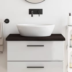 Piano Bagno Marrone Scuro 80x60x(2-4)cm Legno Massello Trattatocod mxl 102841