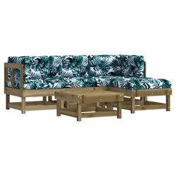 Set Divani da Giardino 5pz con Cuscini Legno Impregnato di Pinocod mxl 77203 - Vista aggiuntiva 2