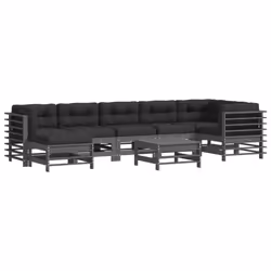 Set Divani da Giardino 8pz con Cuscini in Legno Massello Grigiocod mxl 100487 - Vista aggiuntiva 2