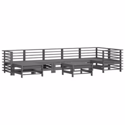 Set Divani da Giardino 8pz con Cuscini in Legno Massello Grigiocod mxl 100487 - Vista aggiuntiva 3