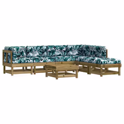 Set Divani da Giardino 7pz con Cuscini Legno Impregnato di Pinocod mxl 124452 - Vista aggiuntiva 2