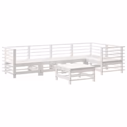 vidaXL Set Divani da Giardino 6pz con Cuscini in Legno Massello Bianco - Vista aggiuntiva 3
