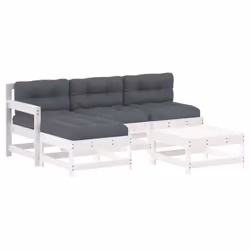 Set Divani da Giardino 5pz con Cuscini in Legno Massello Biancocod mxl 76557 - Vista aggiuntiva 2
