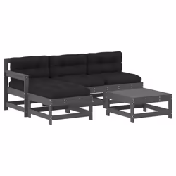 Set Divani da Giardino 5pz con Cuscini in Legno Massello Grigiocod mxl 100483 - Vista aggiuntiva 2