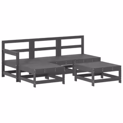 Set Divani da Giardino 5pz con Cuscini in Legno Massello Grigiocod mxl 100483 - Vista aggiuntiva 3