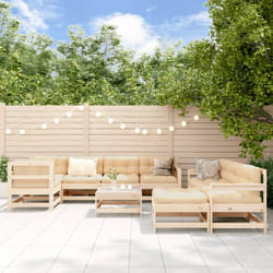 Set Divani da Giardino 10 pz con Cuscini in Legno Massellocod mxl 102588