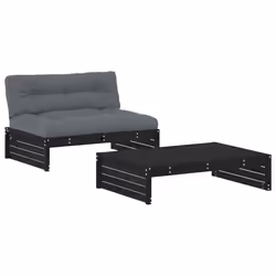 Set Divani da Giardino 2 pz con Cuscini in Legno Massello Nerocod mxl 125309 - Vista aggiuntiva 2