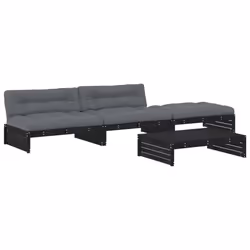 Set Divani da Giardino 4 pz con Cuscini in Legno Massello Nerocod mxl 125345