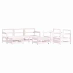 Set Salotto da Giardino 7 pz Bianco in Legno Massello di Pinocod mxl 70008 - Vista aggiuntiva 2