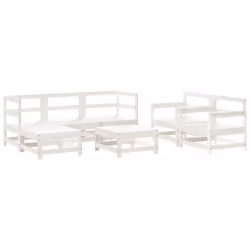 Set Salotto da Giardino 7 pz Bianco in Legno Massello di Pinocod mxl 69975 - Vista aggiuntiva 2