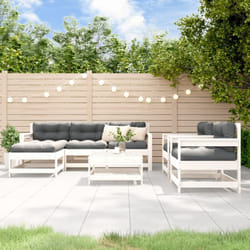 Set Salotto da Giardino 7 pz Bianco in Legno Massello di Pino Vidaxl