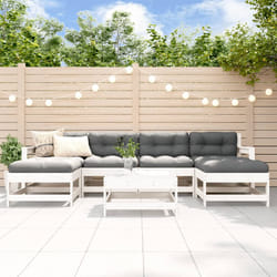 Set Salotto da Giardino 7 pz Bianco in Legno Massello di Pinocod mxl 70221
