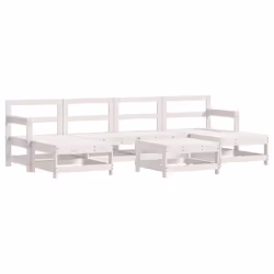 Set Salotto da Giardino 7 pz Bianco in Legno Massello di Pinocod mxl 70221 - Vista aggiuntiva 2