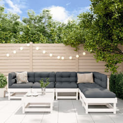 Set Salotto da Giardino 7 pz Bianco in Legno Massello di Pino Vidaxl