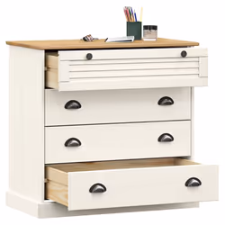 Cassettiera VIGO Bianca 80x40x76 cm in Legno Massello di Pinocod mxl 127525