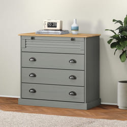 vidaXL Cassettiera VIGO Grigia 80x40x76 cm in Legno Massello di Pino