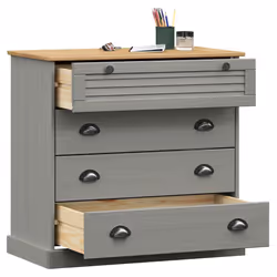 vidaXL Cassettiera VIGO Grigia 80x40x76 cm in Legno Massello di Pino - Vista aggiuntiva 3