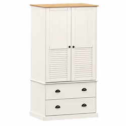 vidaXL Armadio VIGO 90x55x170 cm in Legno Massello di Pino Bianco - Vista aggiuntiva 2
