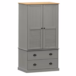 Armadio VIGO 90x55x176 cm in Legno Massello di Pino Grigiocod mxl 79845
