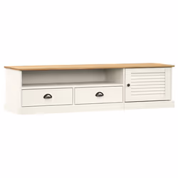 Mobile Porta TV VIGO Bianco 156x40x40 cm Legno Massello di Pinocod mxl 79501