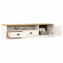 Mobile Porta TV VIGO Bianco 156x40x40 cm Legno Massello di Pinocod mxl 79501
