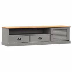 vidaXL Mobile Porta TV VIGO Grigio 156x40x40 cm Legno Massello di Pino - Vista aggiuntiva 2
