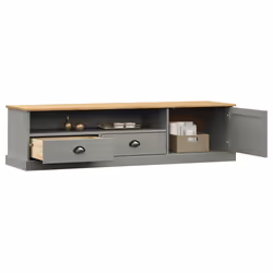 vidaXL Mobile Porta TV VIGO Grigio 156x40x40 cm Legno Massello di Pino - Vista aggiuntiva 3