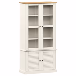 vidaXL Vetrina VIGO 85x35x170 cm in Legno Massello di Pino Bianco - Vista aggiuntiva 2