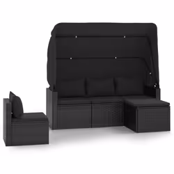 Set Divani da Giardino 4 pz con Cuscini Nero in Polyrattancod mxl 76583 - Vista aggiuntiva 2