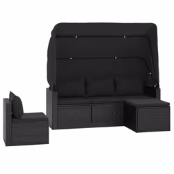 Set Divani da Giardino 4 pz con Cuscini Nero in Polyrattancod mxl 76583 - Vista aggiuntiva 3