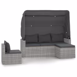 Set Divani da Giardino 4 pz con Cuscini in Polyrattan Grigiocod mxl 100540 - Vista aggiuntiva 2