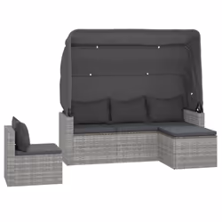 Set Divani da Giardino 4 pz con Cuscini in Polyrattan Grigiocod mxl 100540 - Vista aggiuntiva 3