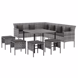 Set da Pranzo da Giardino 6 pz con Cuscini in Polyrattan Grigiocod mxl 124474 - Vista aggiuntiva 3