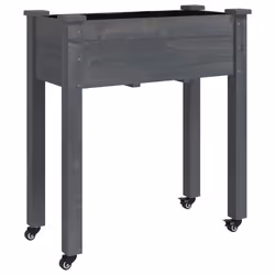 Fioriera Ruote e Fodera Grigia 71x37x80cm Legno Massello Abetecod mxl 124343 - Vista aggiuntiva 2