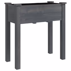 Fioriera Ruote e Fodera Grigia 71x37x80cm Legno Massello Abetecod mxl 124343 - Vista aggiuntiva 3
