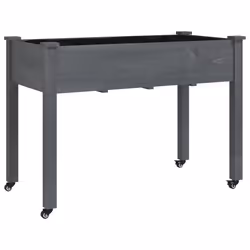 Fioriera Ruote e Fodera Grigia 118x59x80cm Legno Massello Abetecod mxl 93013 - Vista aggiuntiva 2